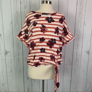 Anthropologie Postmark | striped tied waist top